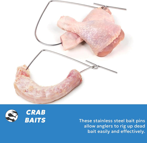 4.5" Stainless Steel Bait Pin Combo for Rigging Bait in Crab Trap, Silver
