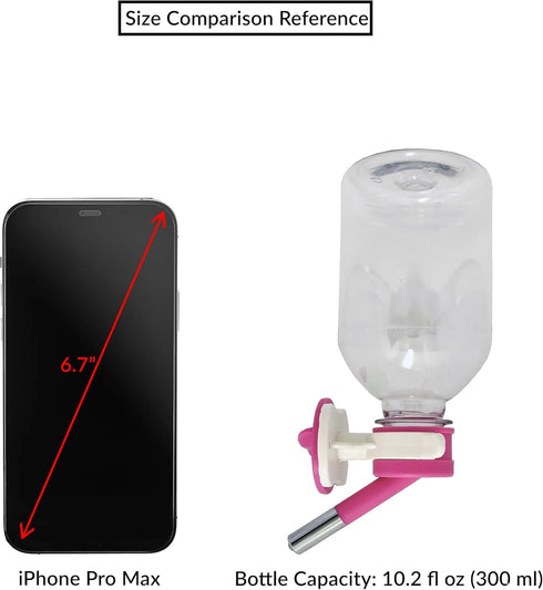 Choco Nose Patented Mini No-Drip Water Bottle/Feeder for Small Pets, 10.2oz, Nozzle 10mm, Pink (C125)