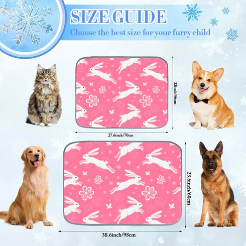 imiBBWQu Summer Summer 27" 22" Dog Cooling Mat Pink Easter Bunny Dog Cooling Mat for Washable Cool Pet Pad Pet Bed