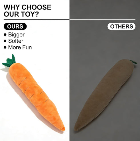 Generic Squeaky Carrot Dog Toy for Aggressive Chewers, Durable Chew Toy for Puppies Small Medium Large Dogs