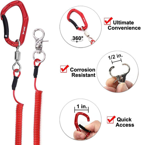 HERCULES M4 Fishing Lanyard, Heavy Duty Retractable Coiled Tether, Kayak Paddle Leash for Fishing, Rods, Pliers