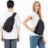 Sling-Bag Crossbody-Bag for Women and Men, Portable Hiking Daypack with Water Bottle Pocket (Black)