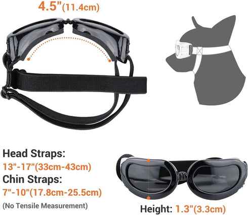 PETLESO Dog Goggles for Small Breed, Eye Protective Sunglasses for Outdoor Riding, Black