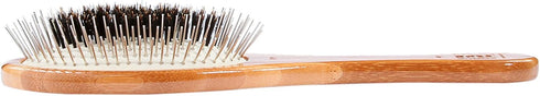 Bass Brushes Medium Oval Wire and Boar Pet Brush, Bamboo Wood Handle