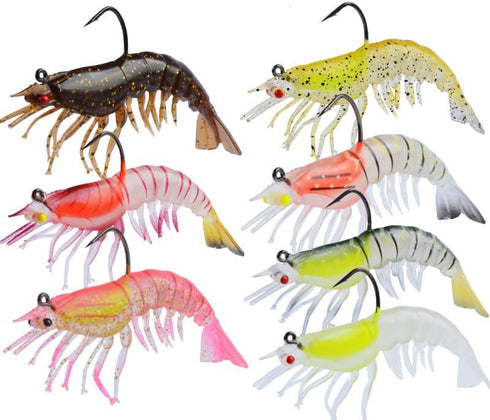 Lagnlnaoy 7Pcs Lifelike Artificial Shrimp Lure - 4.13 Inch / 0.42 Oz Soft