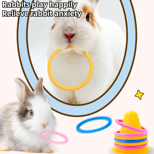 5 Rabbit Training Rings Toy Interactive Educational Stacking Rings Random Colors Puzzle Toys for Small Animal Bird