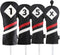 Majek Retro Golf Headcovers Black Red and White Vintage Style for 1 3 5 X Driver and Fairway