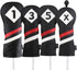 Majek Retro Golf Headcovers Black Red and White Vintage Style for 1 3 5 X Driver and Fairway