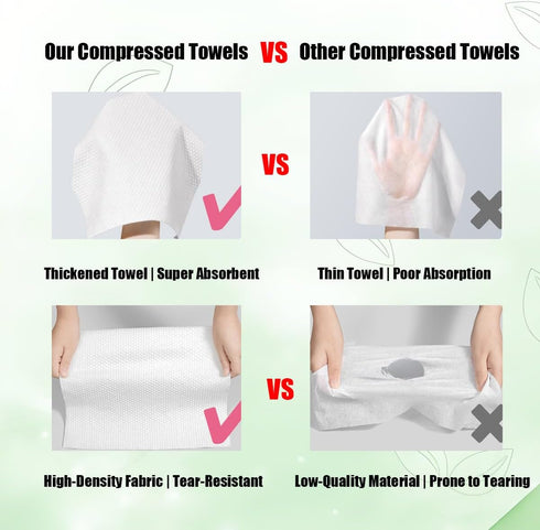 (14 Pack) Disposable Compressed Towels Portable Compressed Towel Tablets for Travel, Thick Super Absorbent Wash Cloths