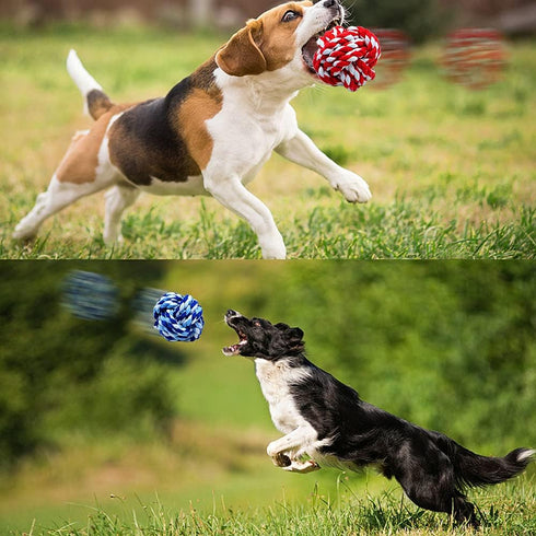 Pet Chew Toy - Knots Weave Cotton Rope, Biting Small Ball for Dogs & Cats, 3 in One Pack