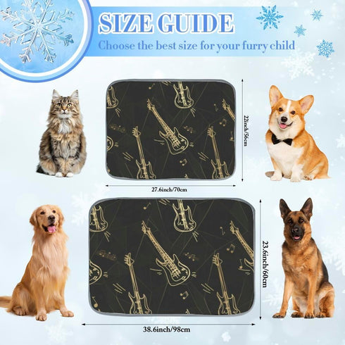 Generic 28" X22" Dog Cooling Blanket Ice Silk Rabbit Mat Gold Bass Guitar Cooling Pad for Bed Washable Dog Pad Mats