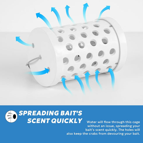 Seal Proof Bait Cage Rigid PVC Tubing with Quick Release Clips High Capacity Bait Box Holders for Crab Traps