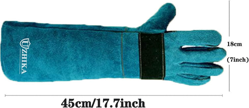 Animal Handling Glove Anti Scratch Protective Gloves for Training Dogs Cat Bird Snake Parrot Lizard Wild Animals Reptiles - Bite Resistant Gloves (Blue)