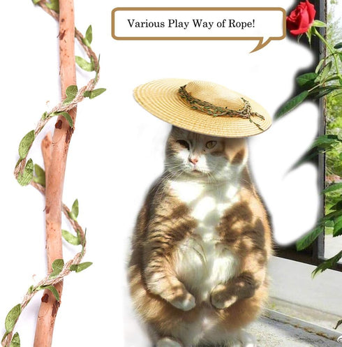 Hemp Rope for Cat Scratch Post Tree Replacement - Cat Scratcher Accessories with Artificial Leaves for Crafts