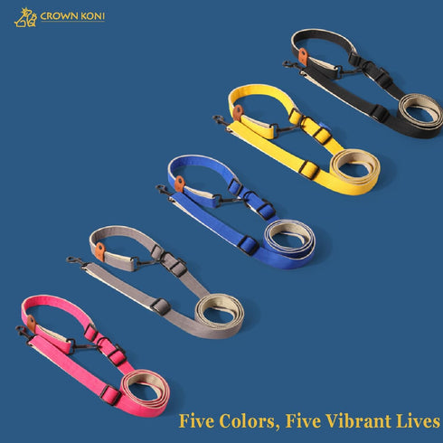 Dog Leash, 15mm Grey, 360° Tangle-Free, Heavy Duty Strong Nylon, Retractable and Hands-Free Design for Small and Medium