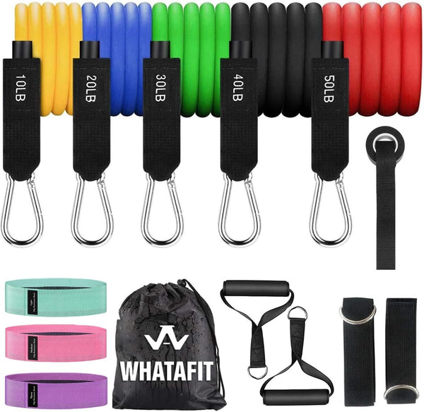 WHATAFIT Resistance Bands - Exercise Bands with Handles for Men and Women, Strength Training Home Gym Equipment