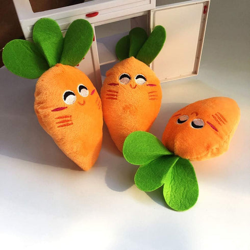 Orange Carrot Shape Chewing Plush Toy for Pets, Dog Cat Bite Squeaker Interaction Toy