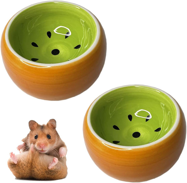 Ceramic Hamster Bowl, Small Animal Food Dish for Guinea Pig, Rabbit, Gerbil, Chinchilla, Hedgehog, Sugar Glider, Rat (2