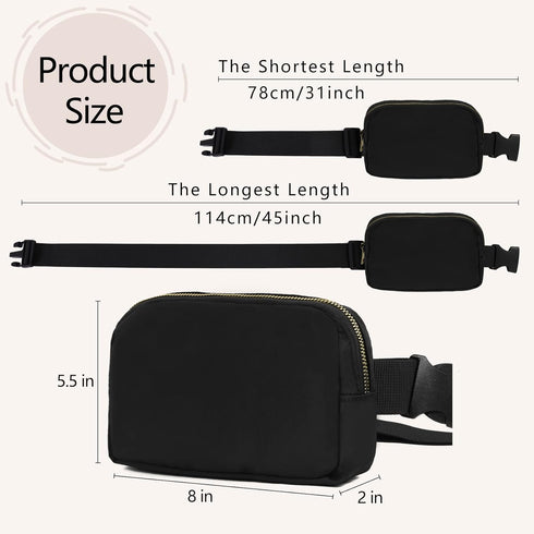 Waist Pack for Running, Fanny Pack for Women and Men, Adjustable Strap Crossbody Belt Bag for Sports, Black