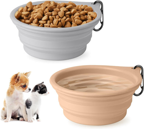 Dog Bowl Pet Travel Collapsible Bowls 2 Pack, Portable Silicone Puppy Bowl for Walking and Traveling, BPA Free