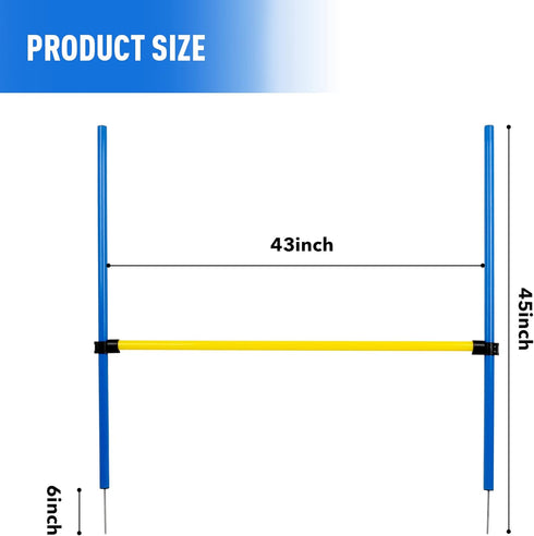 Dog Agility Training Equipment - Height Adjustable Jumper Hurdle Bar, Portable Obstacle Course Tool for Backyard