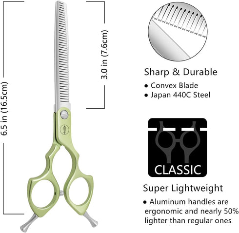 HASHIMOTO Thinning Shears for Dogs, 6.5 inch, 42 Teeth, 30% Thinning Rate, Extremely Light Weight for Professional