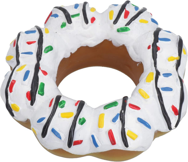 AB Tools Pet Dog Vinyl White Donut Food Dog Toy Play Toy with Squeak