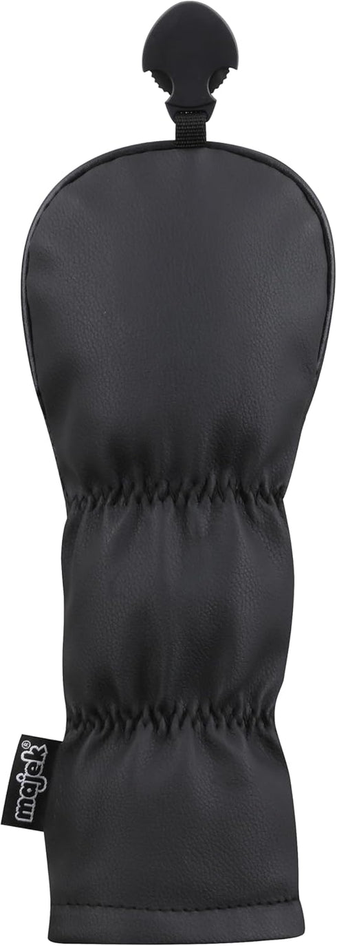 Majek Retro Golf Headcover, Black Red and White Vintage Leather Style Hybrid Cover, Classic Look, Numbers 3-7 Plus X