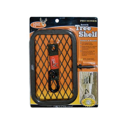 HME 5"x8" All-Steel Easy-to-Screw Lightweight Hunting Tree Shelf for Backpack, Video Camera Case, or Thermos