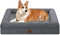 Medium Dark Grey Orthopedic Dog Bed, Washable with Removable Bolster, Waterproof Non-Skid Bottom