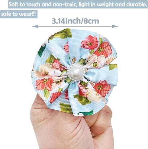 12pcs Dog Collar Flowers with Beads, Pet Collar for Small and Medium Dogs, Grooming Accessories Attachment