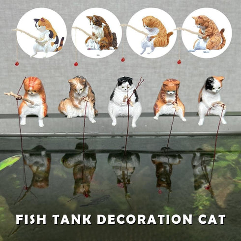 Kawaii Resin Cat Ornaments,Miniature Animal Model Creative Decoration,Aquarium Ornament,Vivid Shape DIY Aquarium Cat Fishing Ornament,Home Resin Small Ornaments Gift by JJLFresheners
