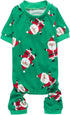 Cute Santa Claus Christmas Dog Pajamas PJS, Green Holiday Pet Clothes Jammies Onsie, Back Length 12" Small