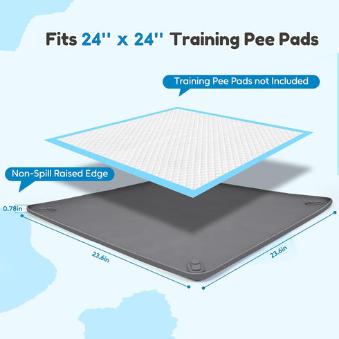 24 24 4 Puppy Pad Holder, x Dog Pee Pad Holder Tray with Magnetic Clips, No Spill Raised Edge Indoor Silicone Dog Potty