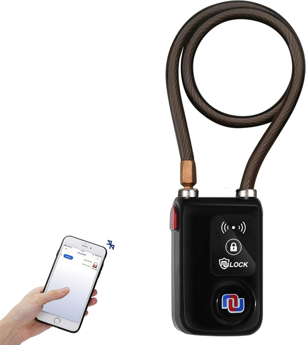 Nulock Keyless Bluetooth Bike Lock - IP44 Splash-Proof with 110db Alarm, 24-inch Braided Steel Cable