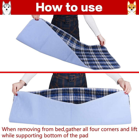 2 Pack 36"x 48" KOOLTAIL Reusable Puppy Pads, Washable Pee Pads for Dogs-Waterproof Non-Slip Plaid Puppy Training Pads