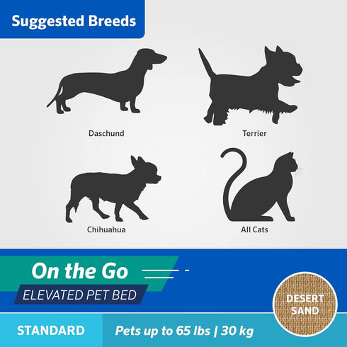 COOLAROO On the Go Cooling Elevated Dog Bed - Portable for Travel & Camping, Standard, Desert Sand