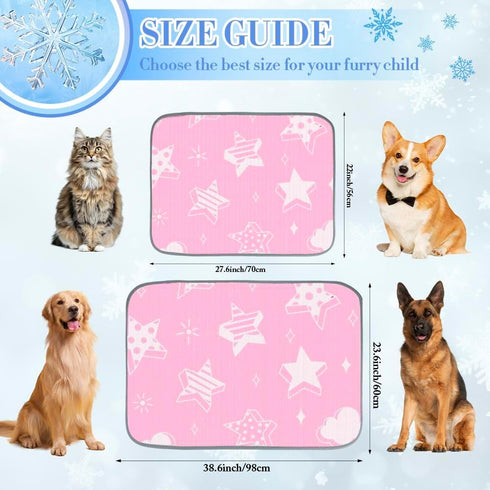 imiBBWQu Summer 27" 22" Dog Cooling Mat Floral Star Pink Pet Cooling Mat Replacement Cover Washable Cat Pad Dog Bed