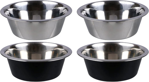 Greenbrier Kennel Club Set of 4 Stainless Steel Metal Dog Bowls, Each Bowl is 52.4 OUNCES (1.6 QUARTS)