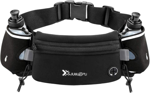 Number-one Running Belt with Water Bottles, 2 x 175ML, Hydration Belt Waterproof Waist Pack for Marathon Running