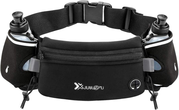 Number-one Running Belt with Water Bottles, 2 x 175ML, Hydration Belt Waterproof Waist Pack for Marathon Running