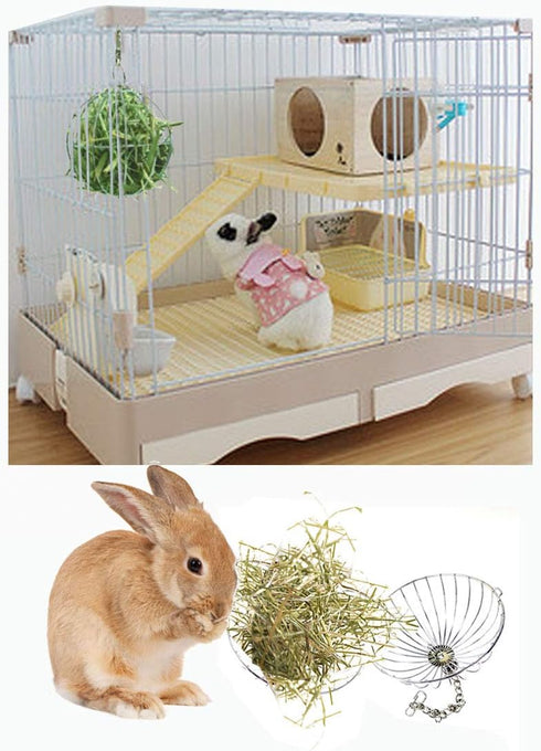Tfwadmx Stainless Steel Rabbit Hay Feeder, Grass Play Hay Ball Chew Toy, Small Animals Hay Manger Dispenser