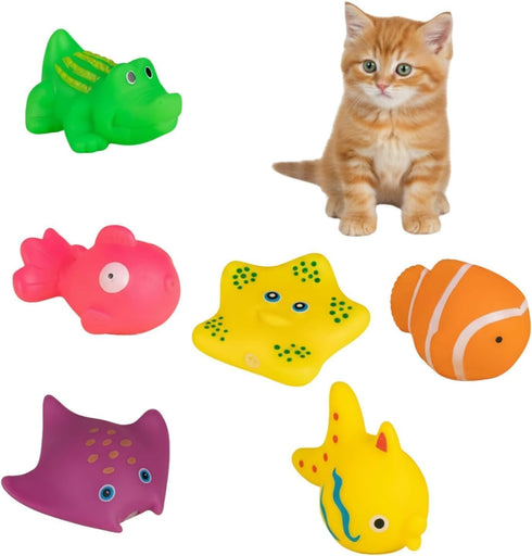 ZGLUZP 6Pcs Colorful Pool Cat Interactive Toy, Cat Floating Water Toy, Pet Kitten