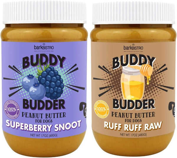 Superberry Snoot + Ruff Ruff Raw Buddy Budder, Natural Dog Peanut Butter,