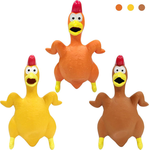 Chicken Dog Toys,Nartural Rubber Grilled Chicken Squeaky Toys, Durable Chew Dog Toys for Small Medium Large Size Dogs, Teething Puppy Dogs (3 Packs)