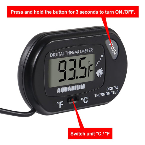 10 Pack Digital Aquarium Thermometer, Fish Tank and Reptile Thermometer with Large LCD Display