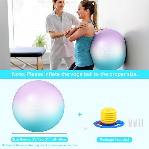 Sportneer Extra Thick Exercise Ball, 25.6'' Yoga Ball with Quick Pump, Anti-Burst Fitness Ball Chair