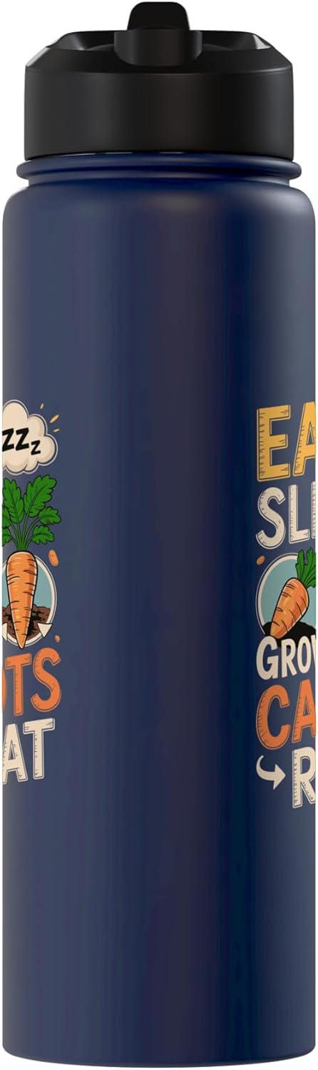 Vegetables Carrots Lover Gifts Eat Sleep Grow Carrots Repeat Funny Carrot Lover Stainless Steel Insulated Water Bottle