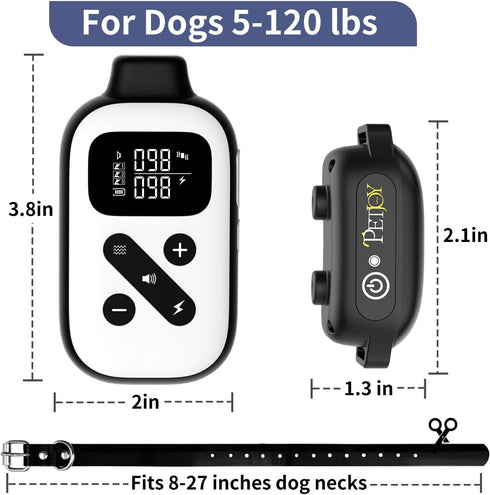PetJoy Bark Collar with Remote, Shock and Training Collar Combo for Large Dogs, Auto Bark Collar with 2800 Ft Range