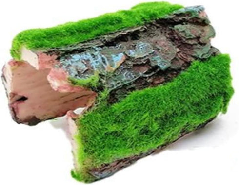 Aquarium Decor: Fish Tank Cave & Branch with Moss, Resin Hideout for Axolotl, Frog, Turtle, Gecko, Snake, 2PC